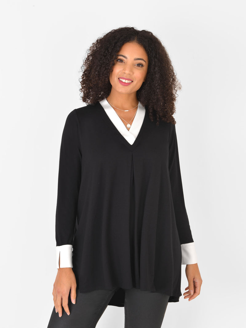 Mono Colour Block V Neck Tunic