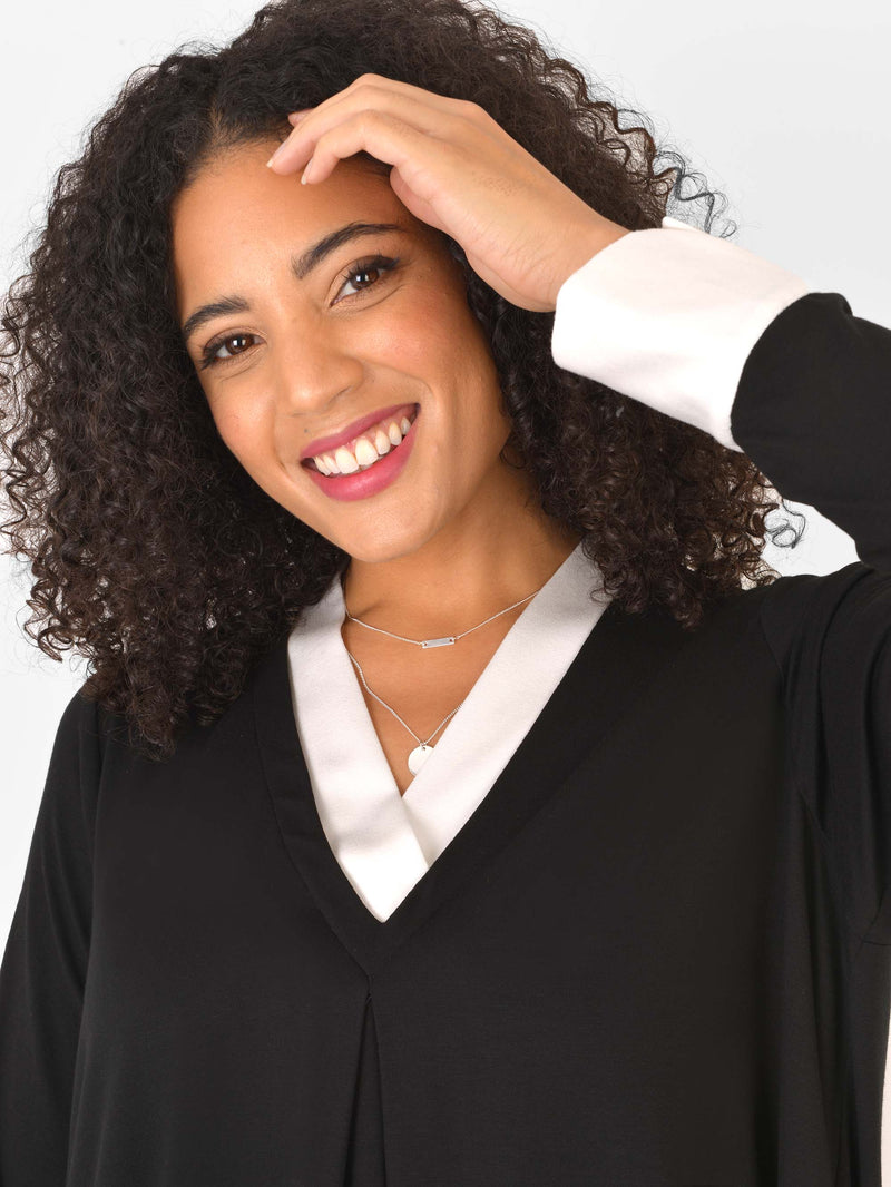 Mono Colour Block V Neck Tunic