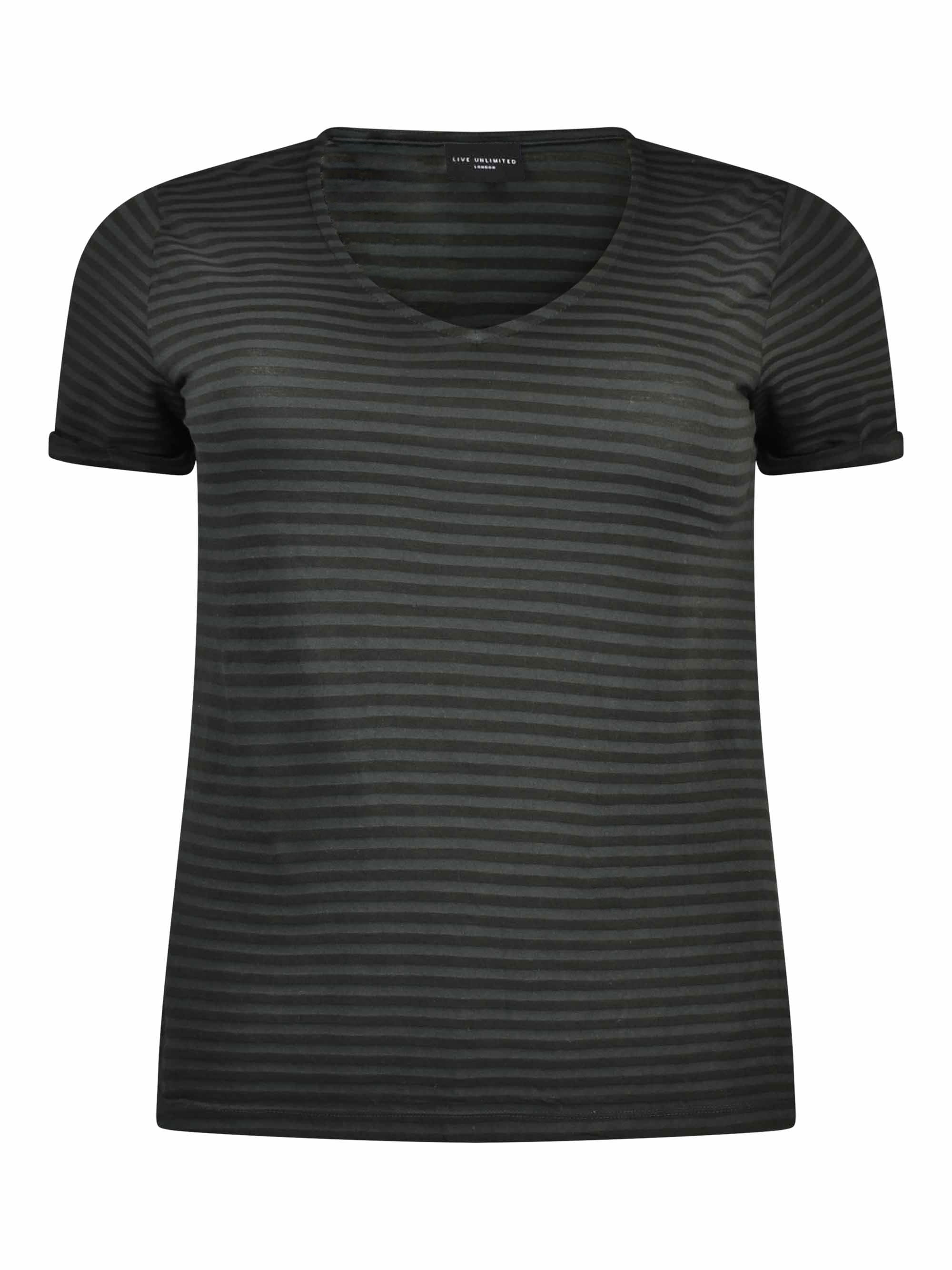 Black and Grey Stripe Jersey Tee