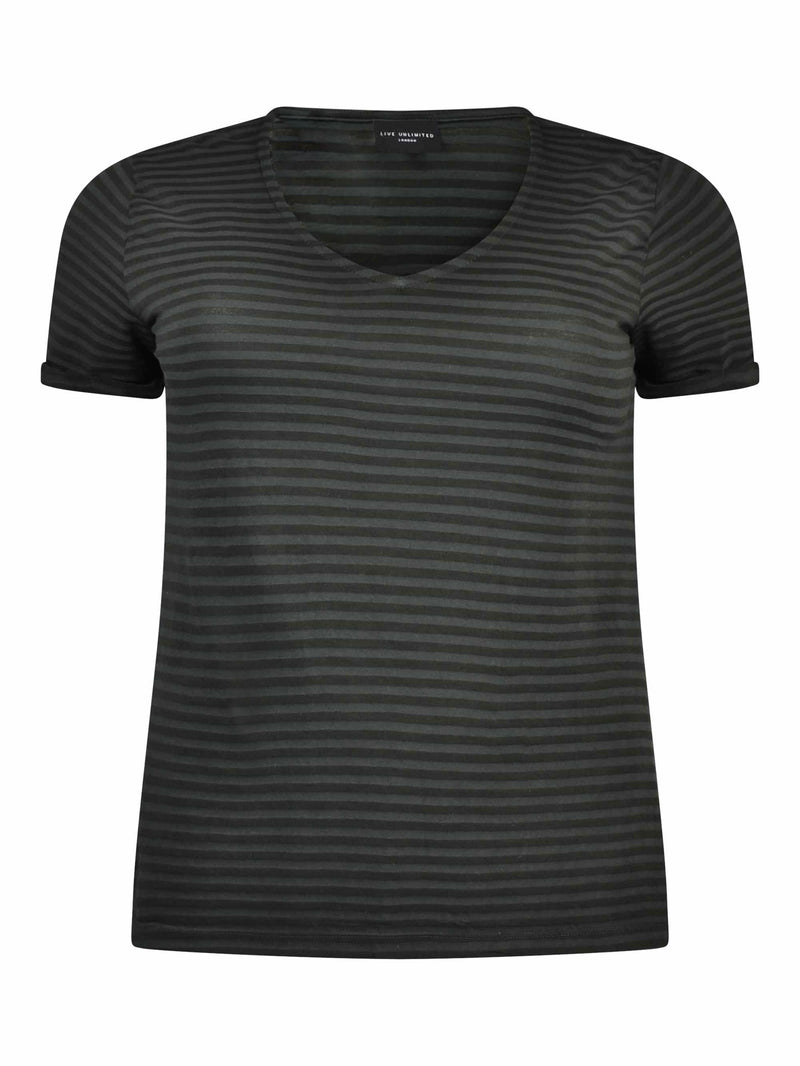 Black and Grey Stripe Jersey Tee