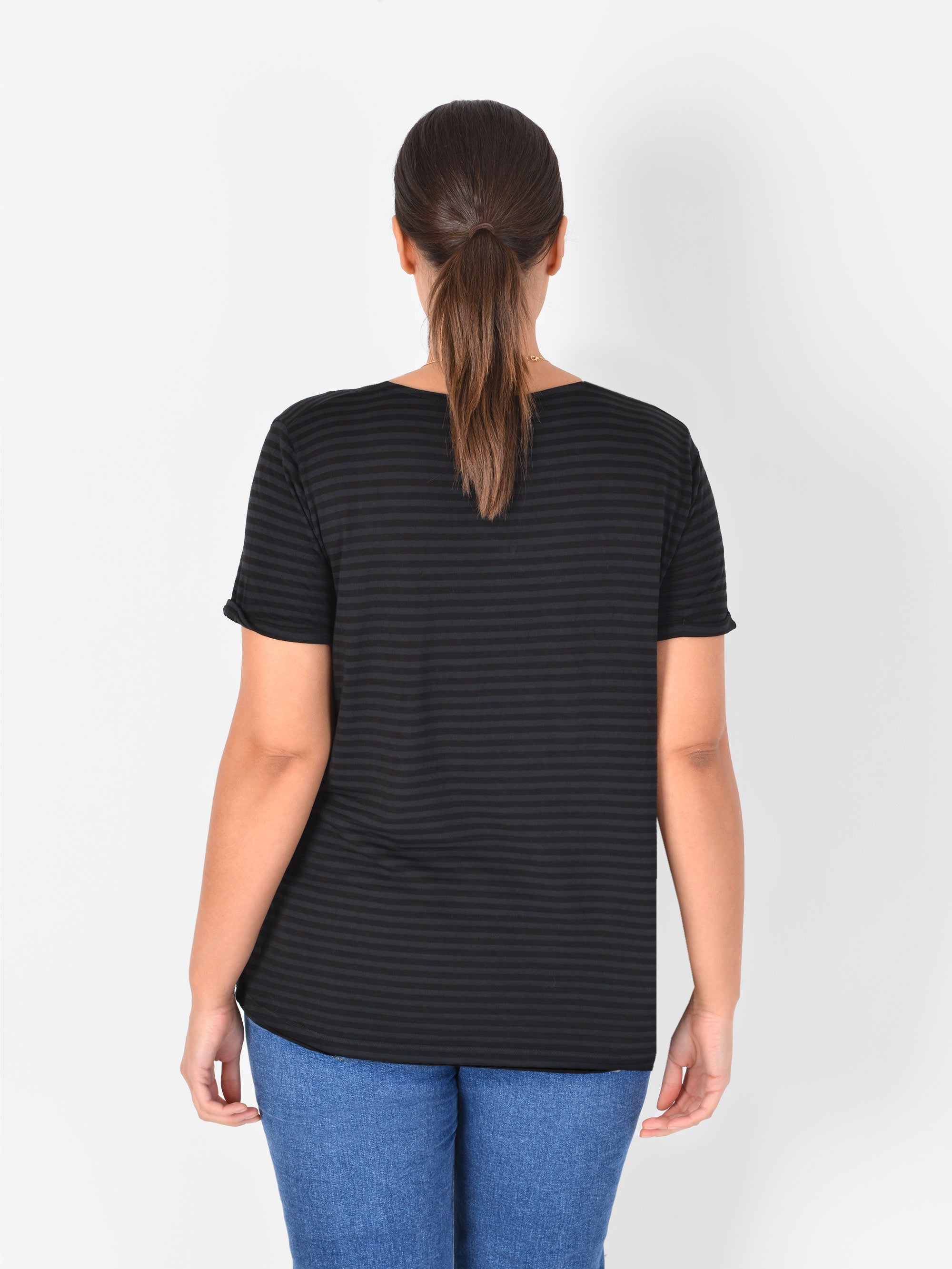 Black and Grey Stripe Jersey Tee