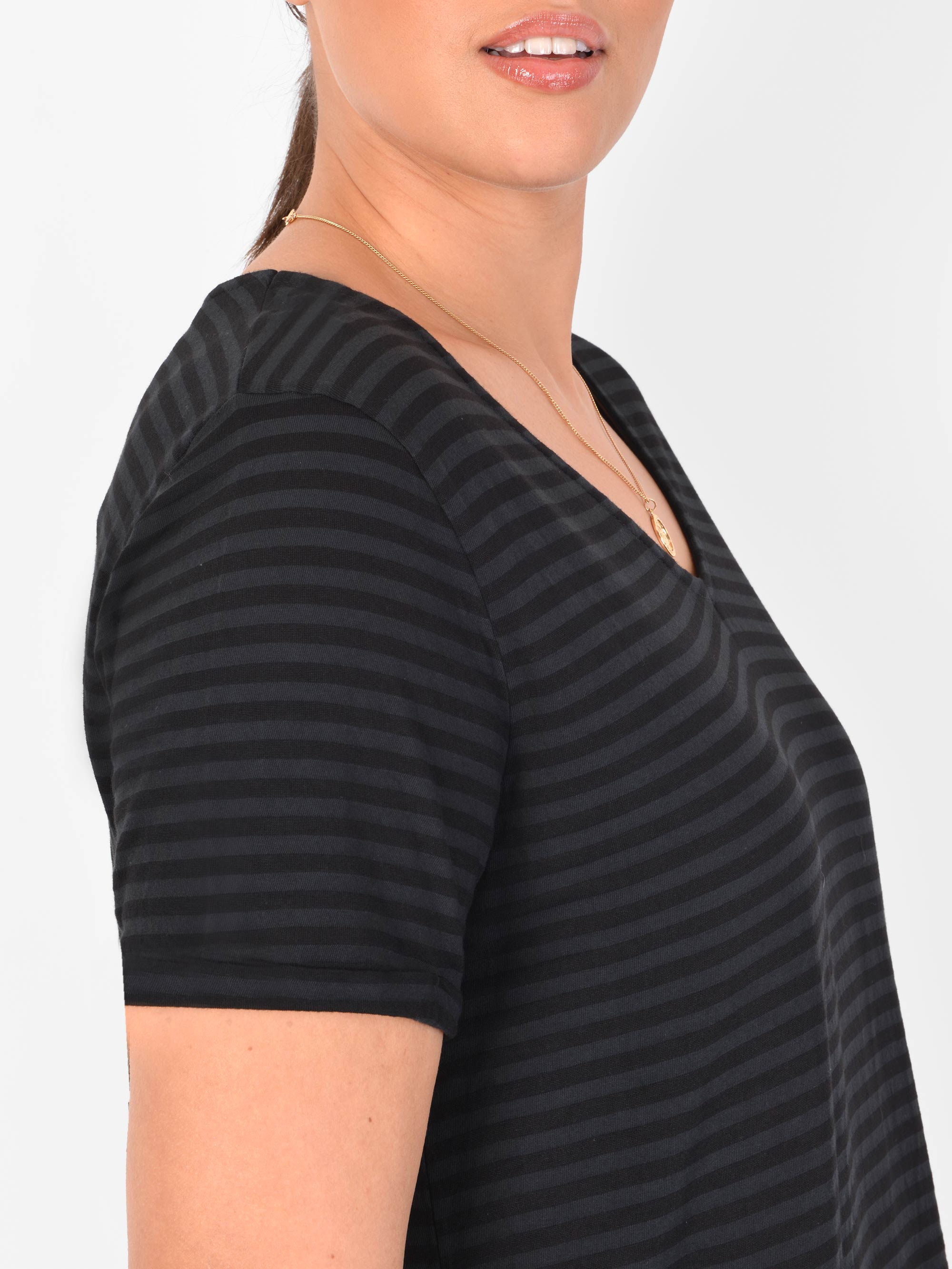 Black and Grey Stripe Jersey Tee
