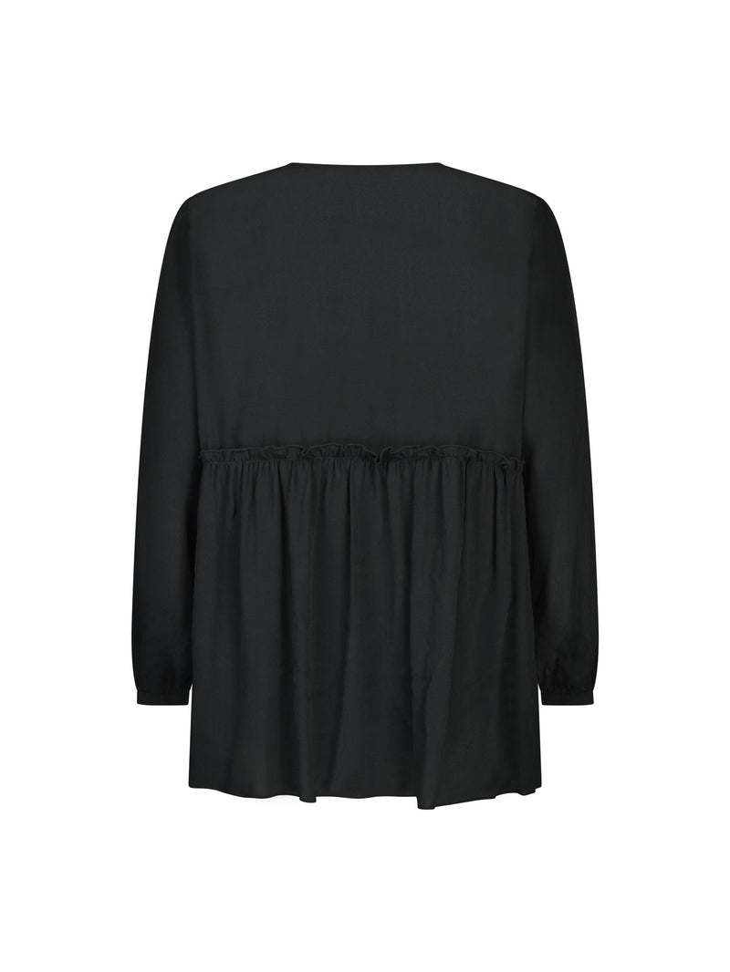 Black Button Through Smock Top
