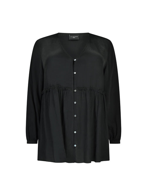 Black Button Through Smock Top