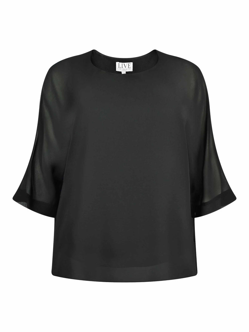 Black Chiffon Overlay Top