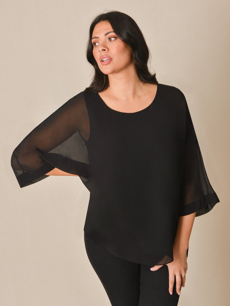Black Chiffon Overlay Top