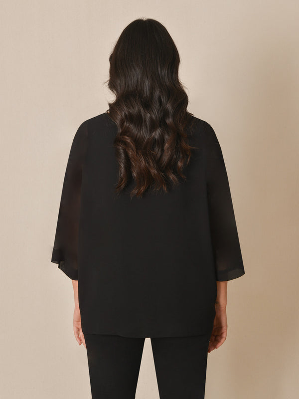 Black Chiffon Overlay Top