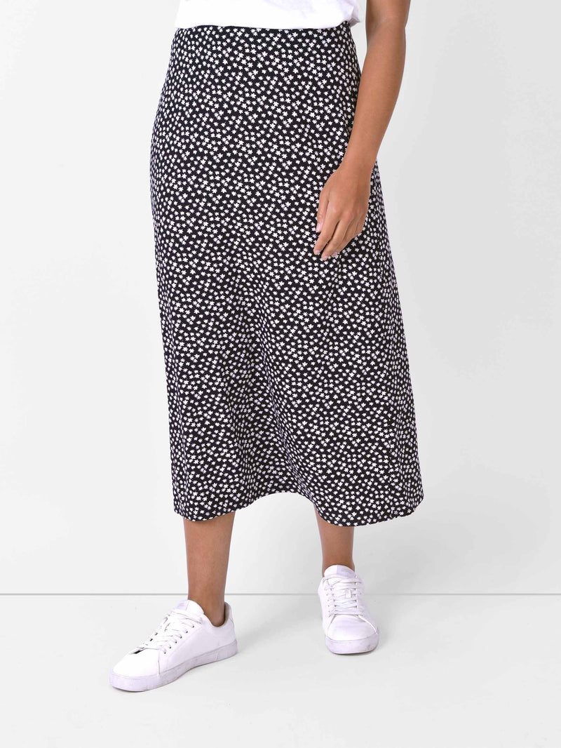 Mono Print Swing Skirt