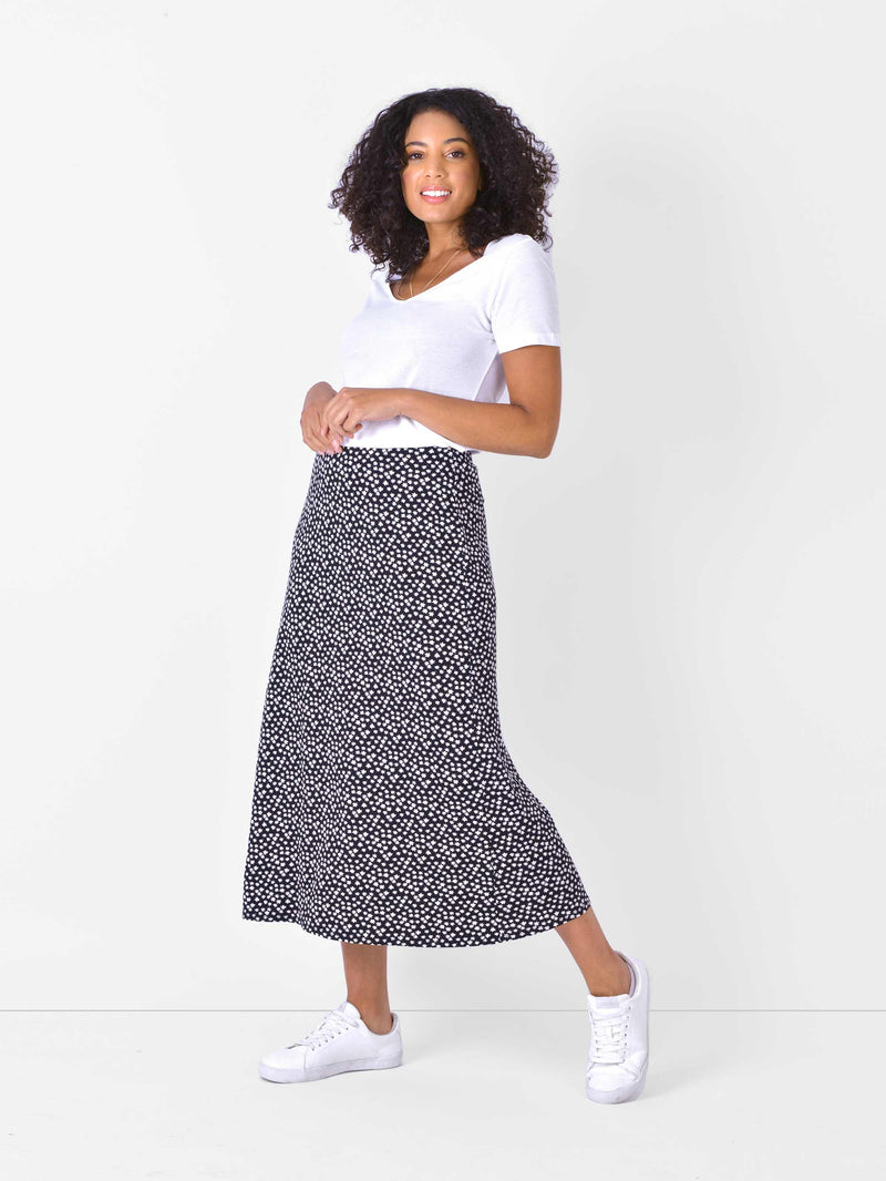 Mono Print Swing Skirt