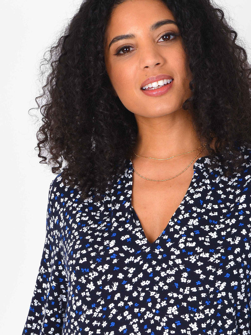 Blue Ditsy Longline Jersey Tunic