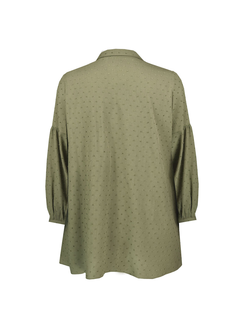 Khaki Textured Spot Smock Shirt