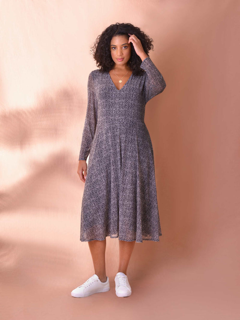 Animal Print Mesh Dress