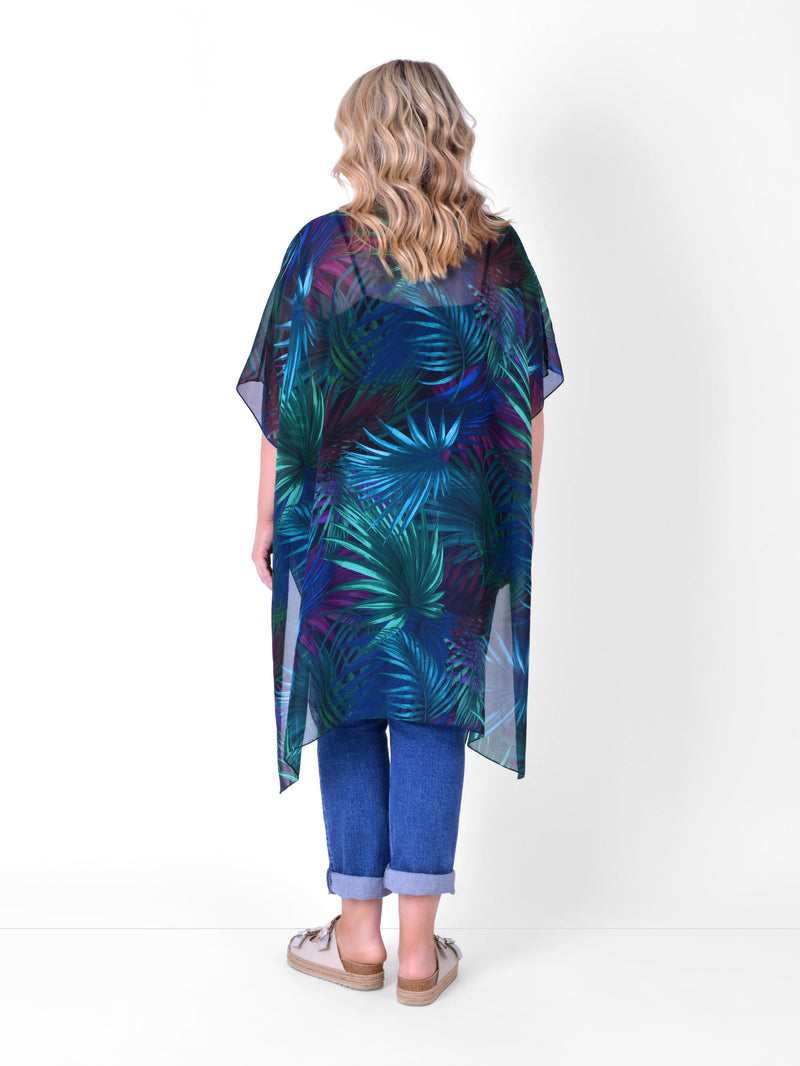 Multi Palm Print Longline Kimono