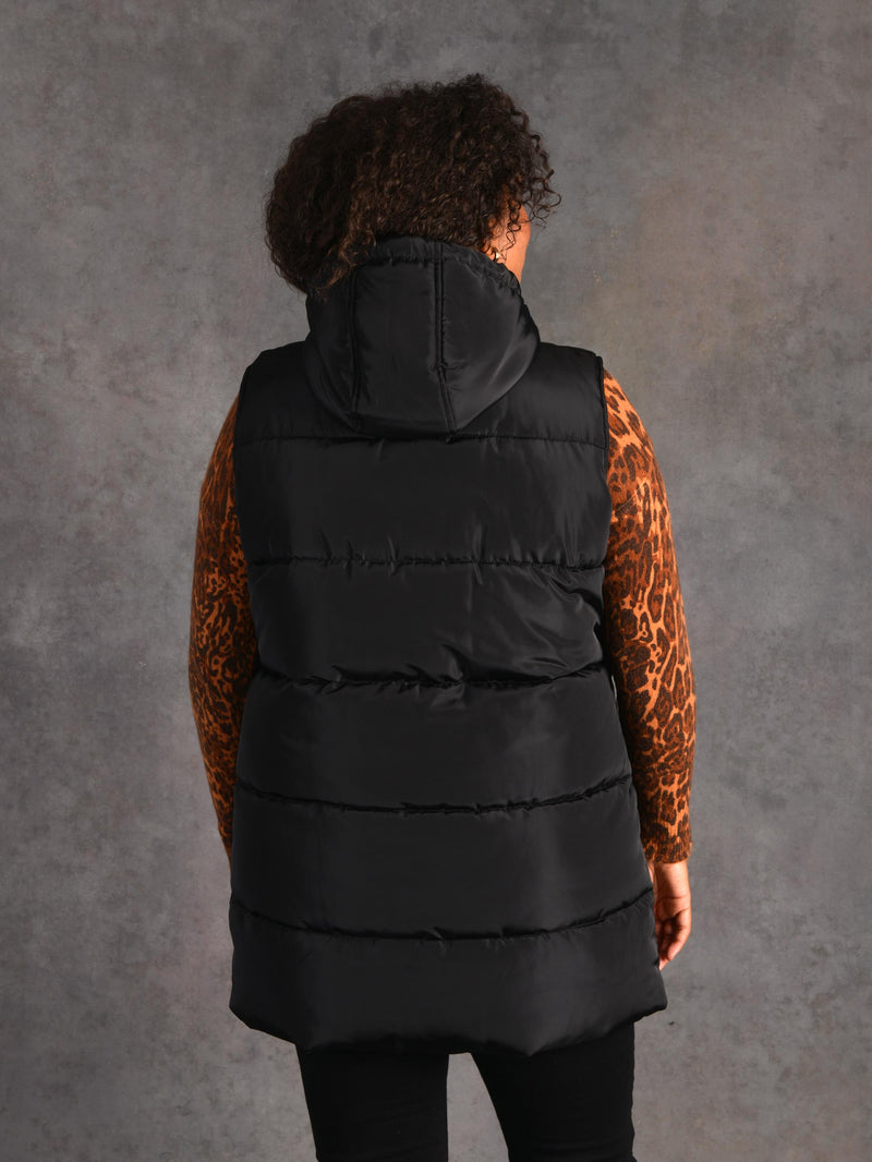 Black Longline Padded Gilet
