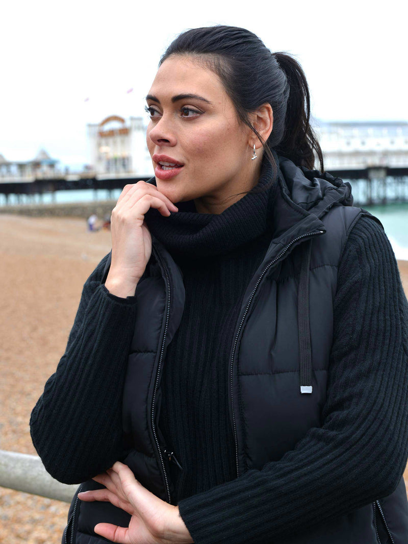 Black Longline Padded Gilet