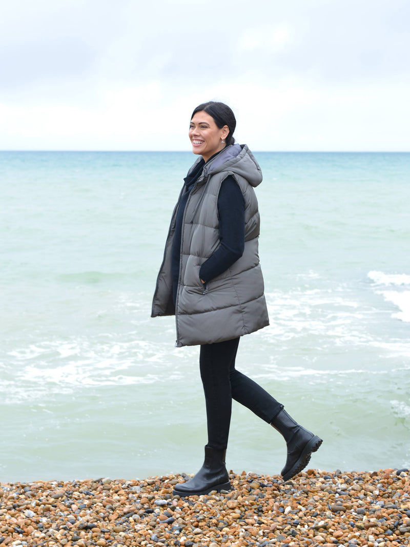 Grey Longline Padded Gilet