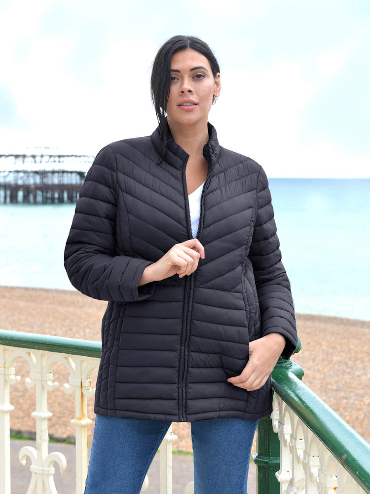 Black Roll Up Puffer Jacket