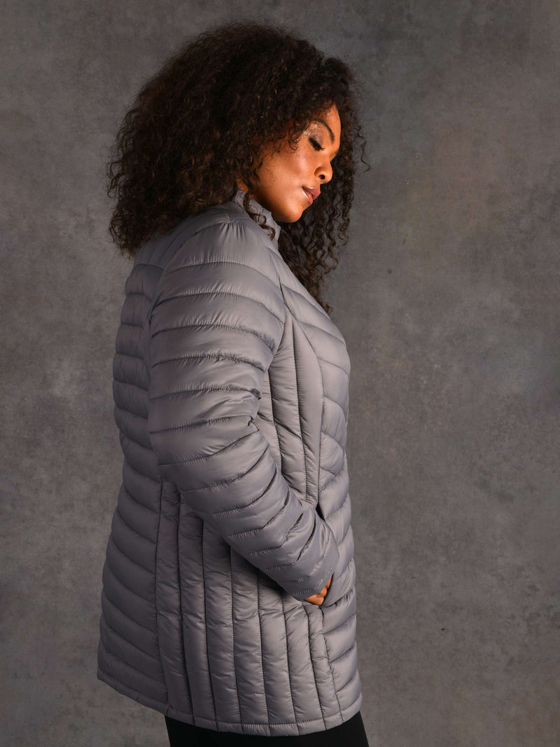 Grey Roll Up Puffer Jacket