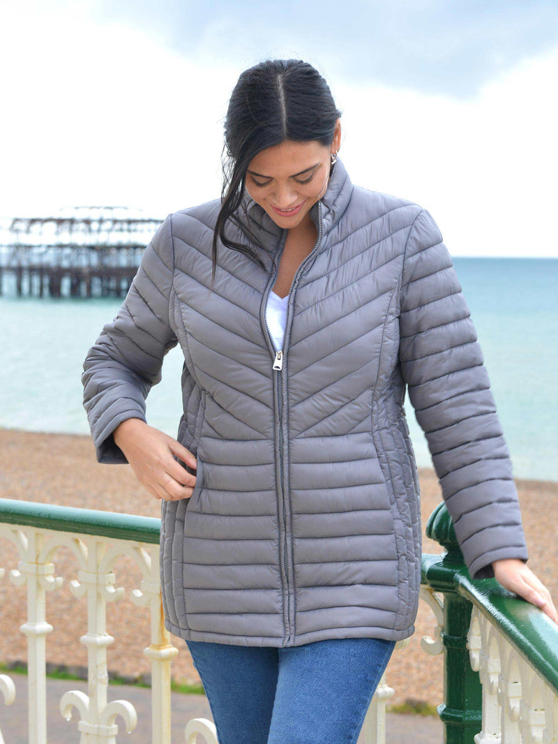 Grey Roll Up Puffer Jacket