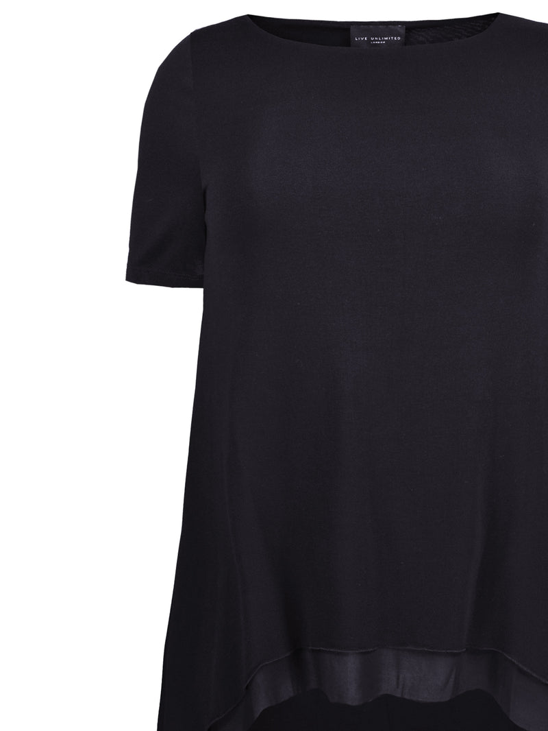 Black Hanky Hem Overlayer T-Shirt
