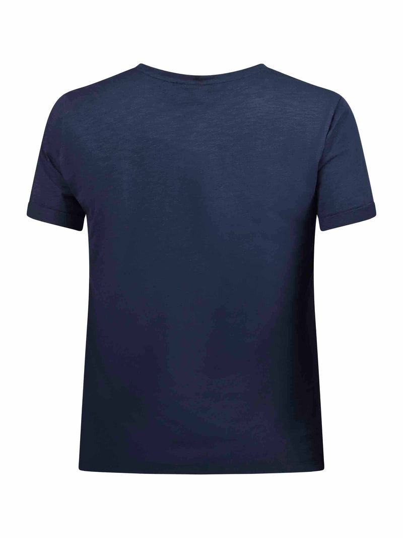 Blue Cotton Textured Short Sleeve Tee