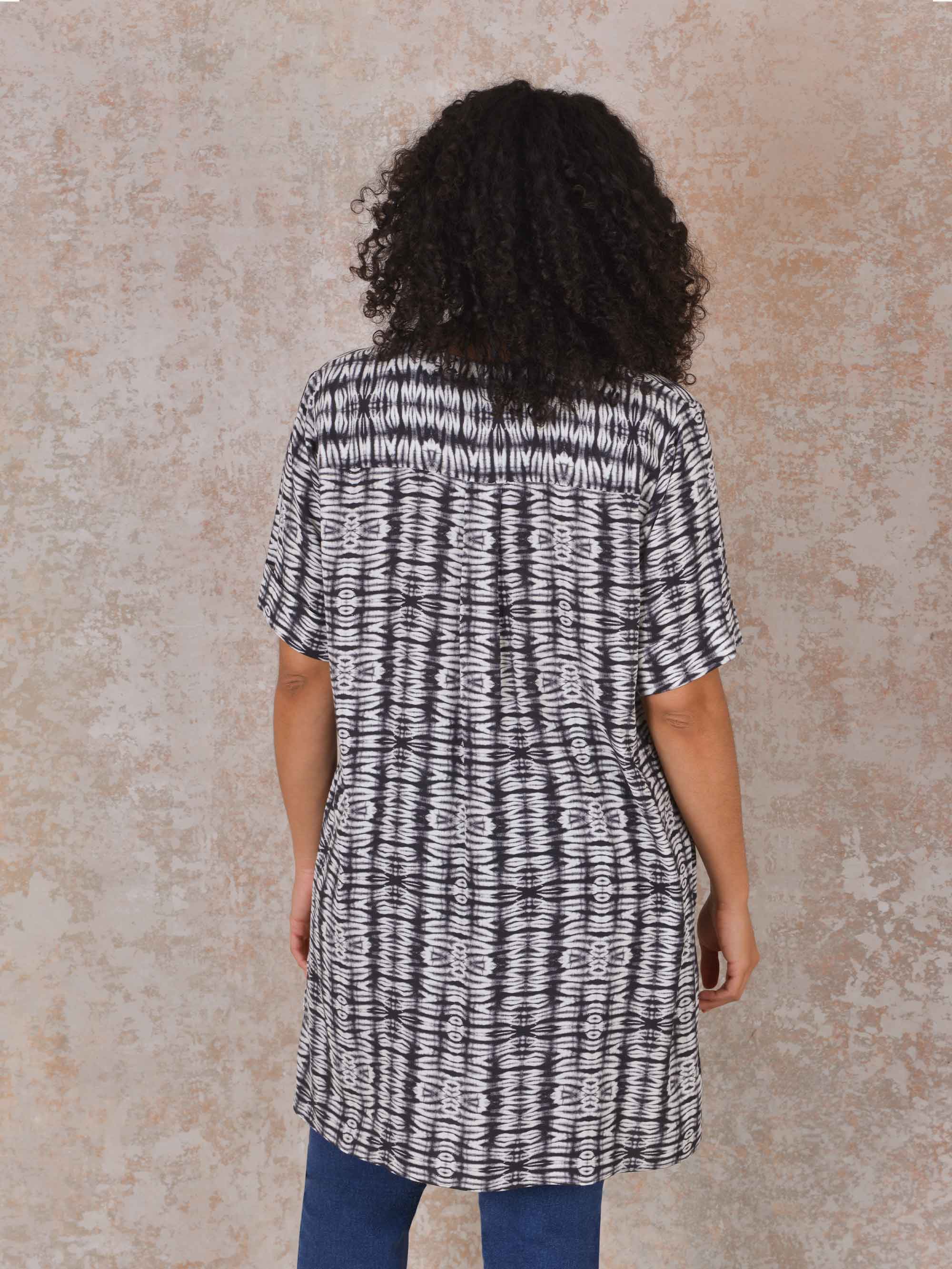 Charcoal Tribal Print Tunic With Side Splits