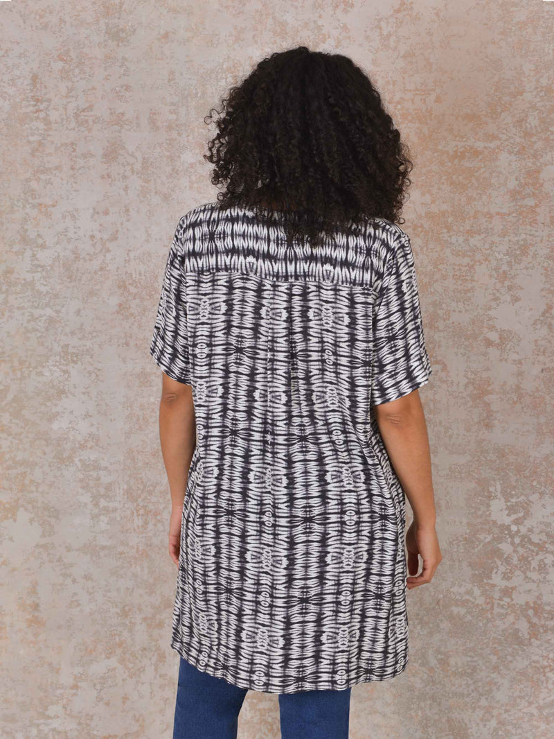 Charcoal Tribal Print Tunic With Side Splits