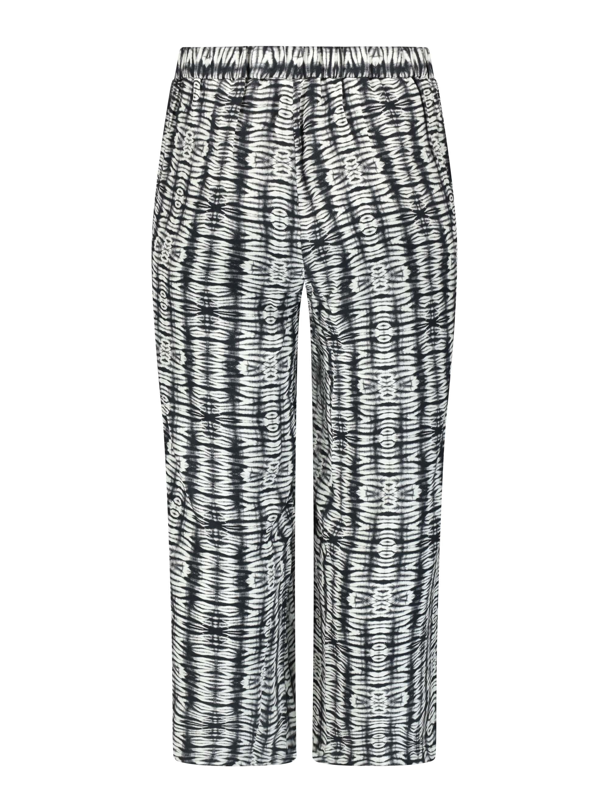 Charcoal Tribal Print Trouser With Pockets - Leg Lengths Available