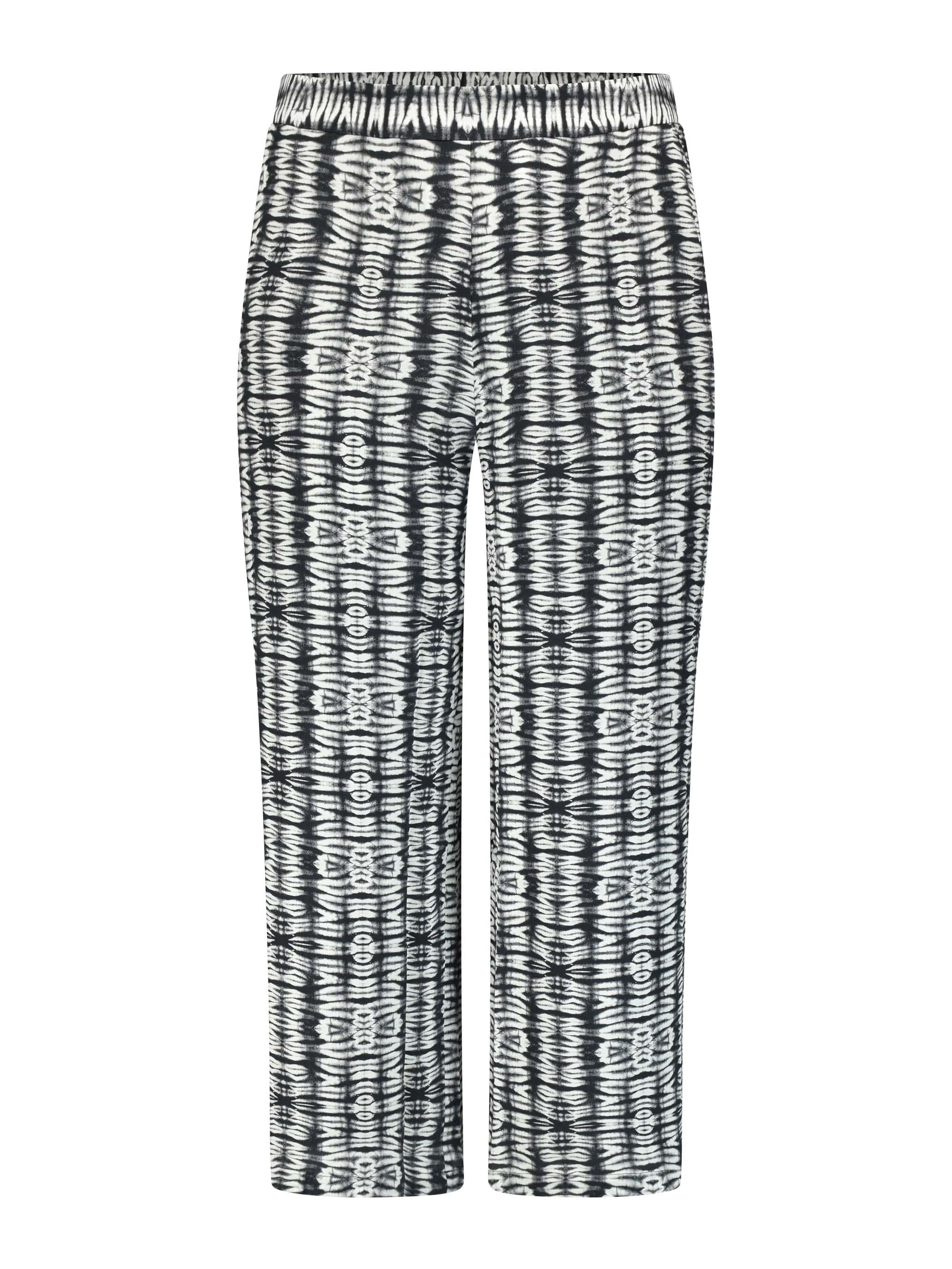 Charcoal Tribal Print Trouser With Pockets - Leg Lengths Available