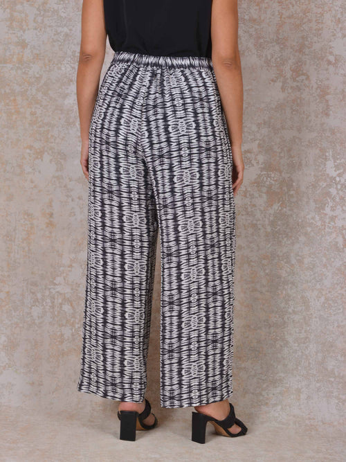 Charcoal Tribal Print Trouser With Pockets - Leg Lengths Available