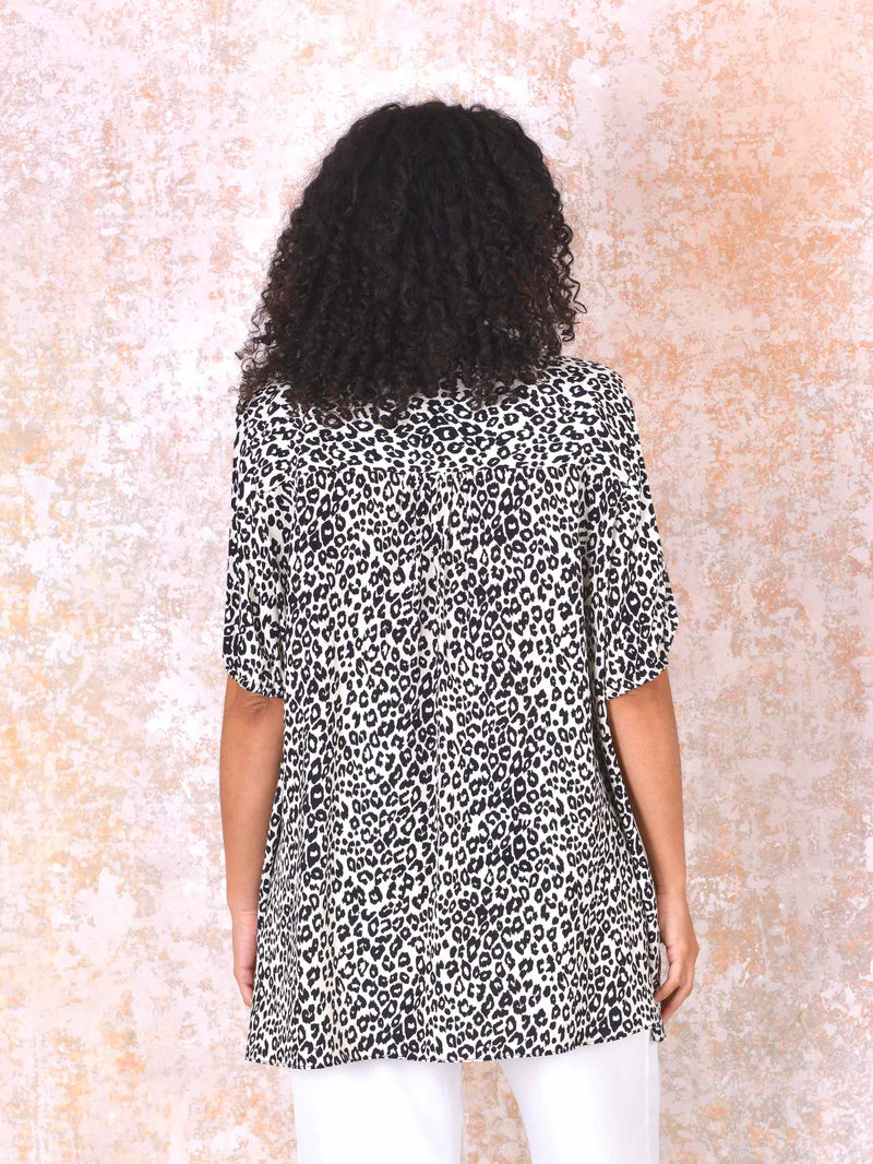 Short Sleeve Nehru Collar Swing Top