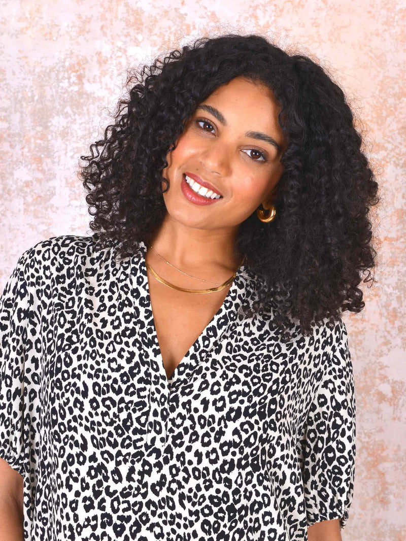 Short Sleeve Nehru Collar Swing Top