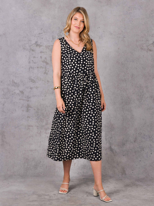 Mono Spot Empire Seam Midi Dress