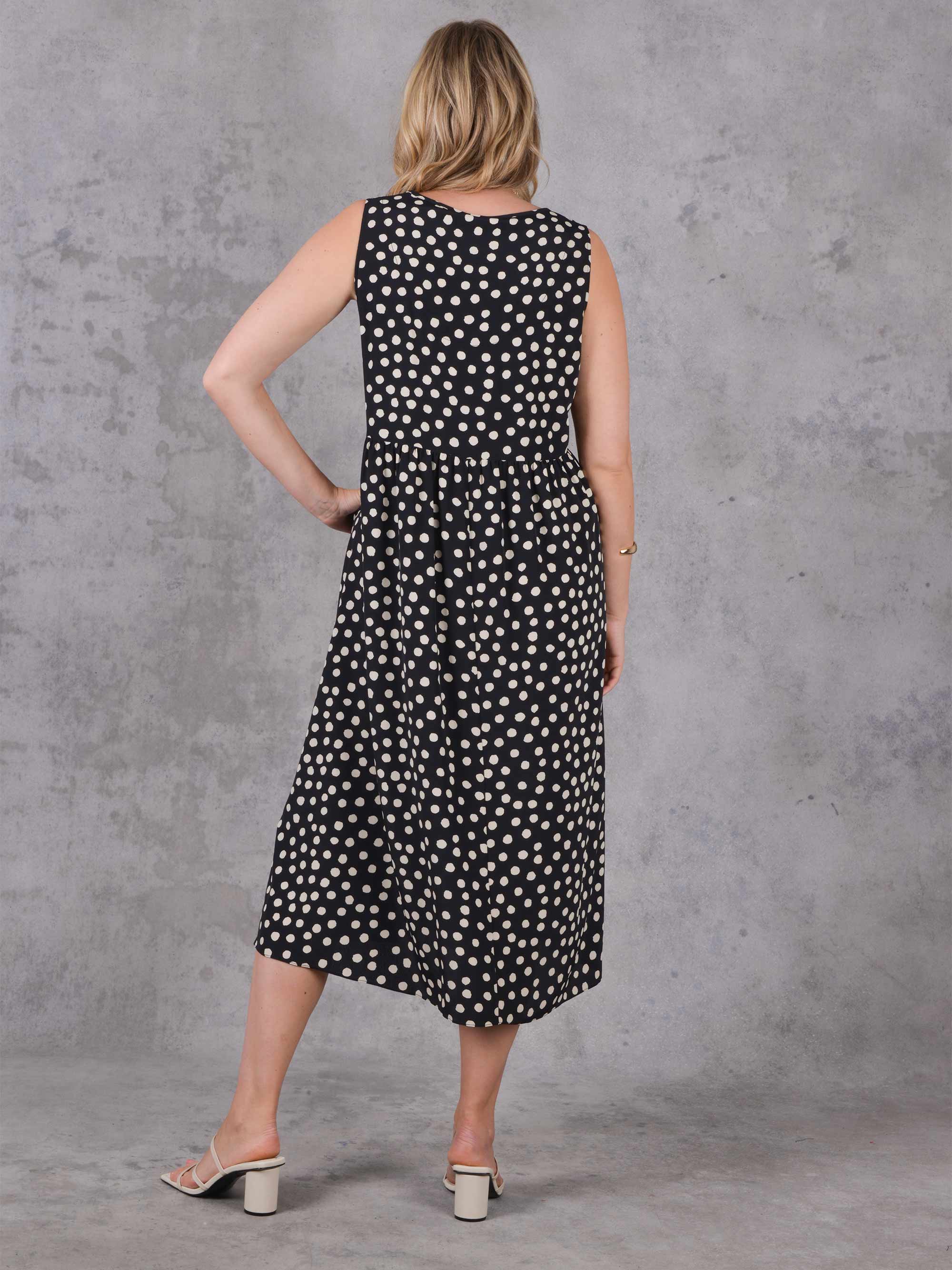 Mono Spot Empire Seam Midi Dress