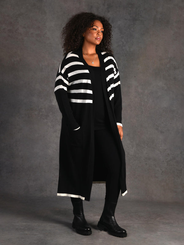 Black and Ivory Stripe Cardigan