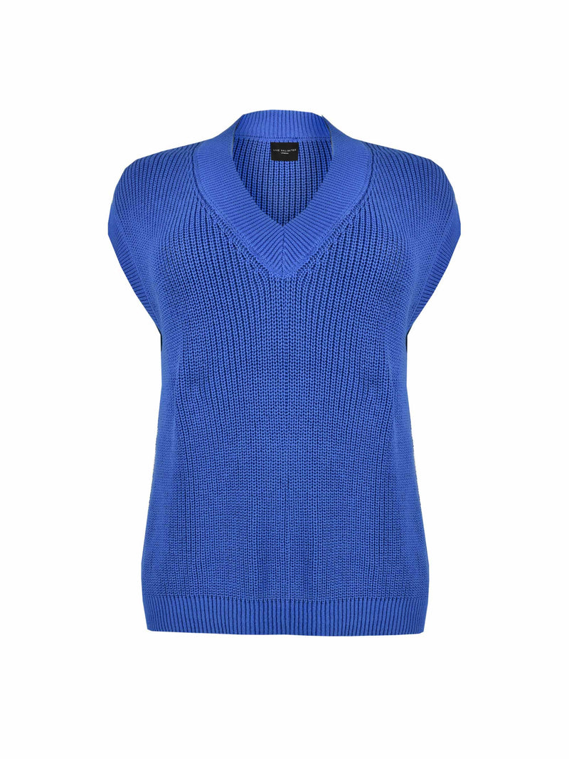 Cobalt Blue Cotton Rib Knitted Vest