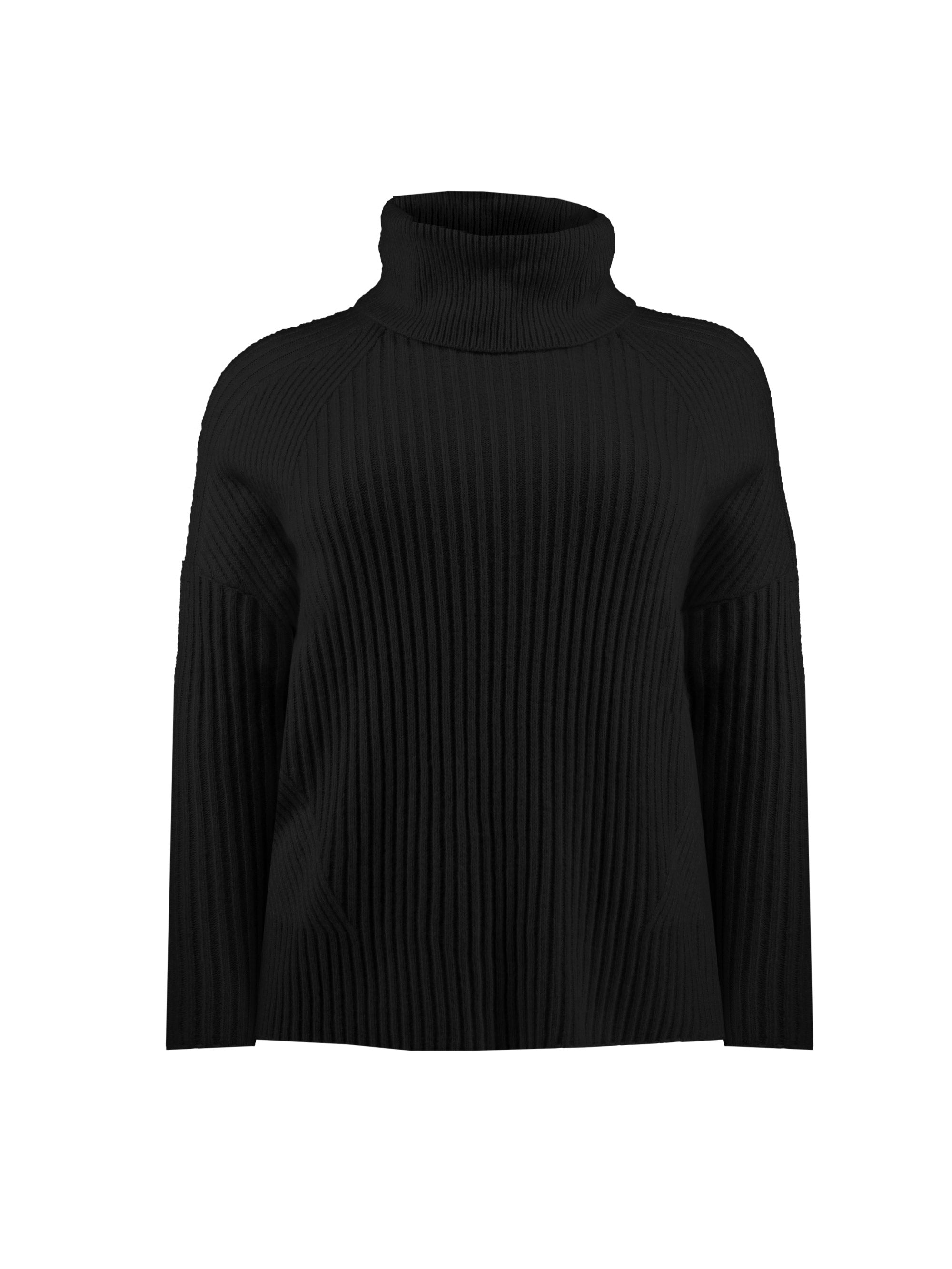 Black Rib Roll Neck Jumper