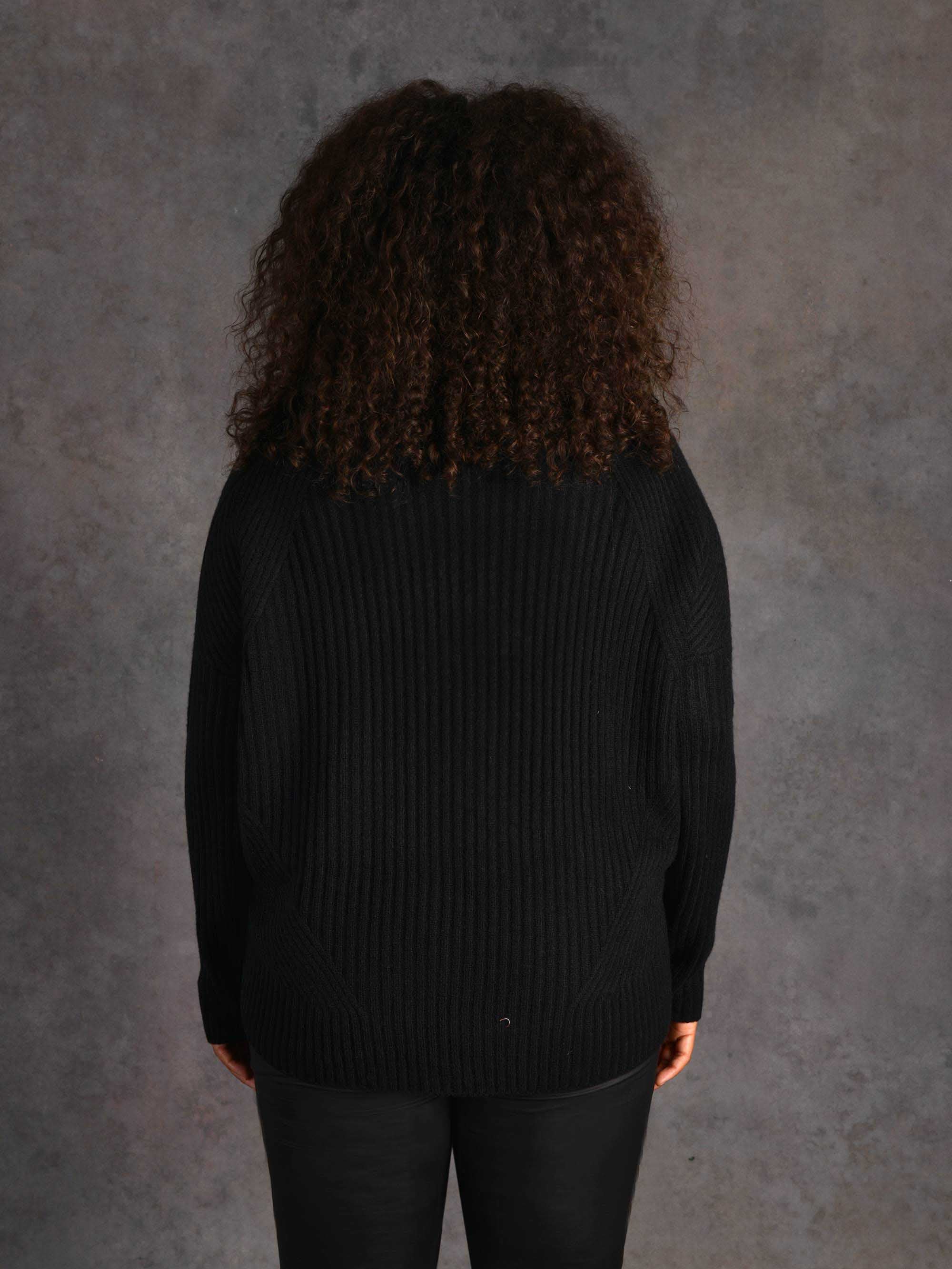 Black Rib Roll Neck Jumper