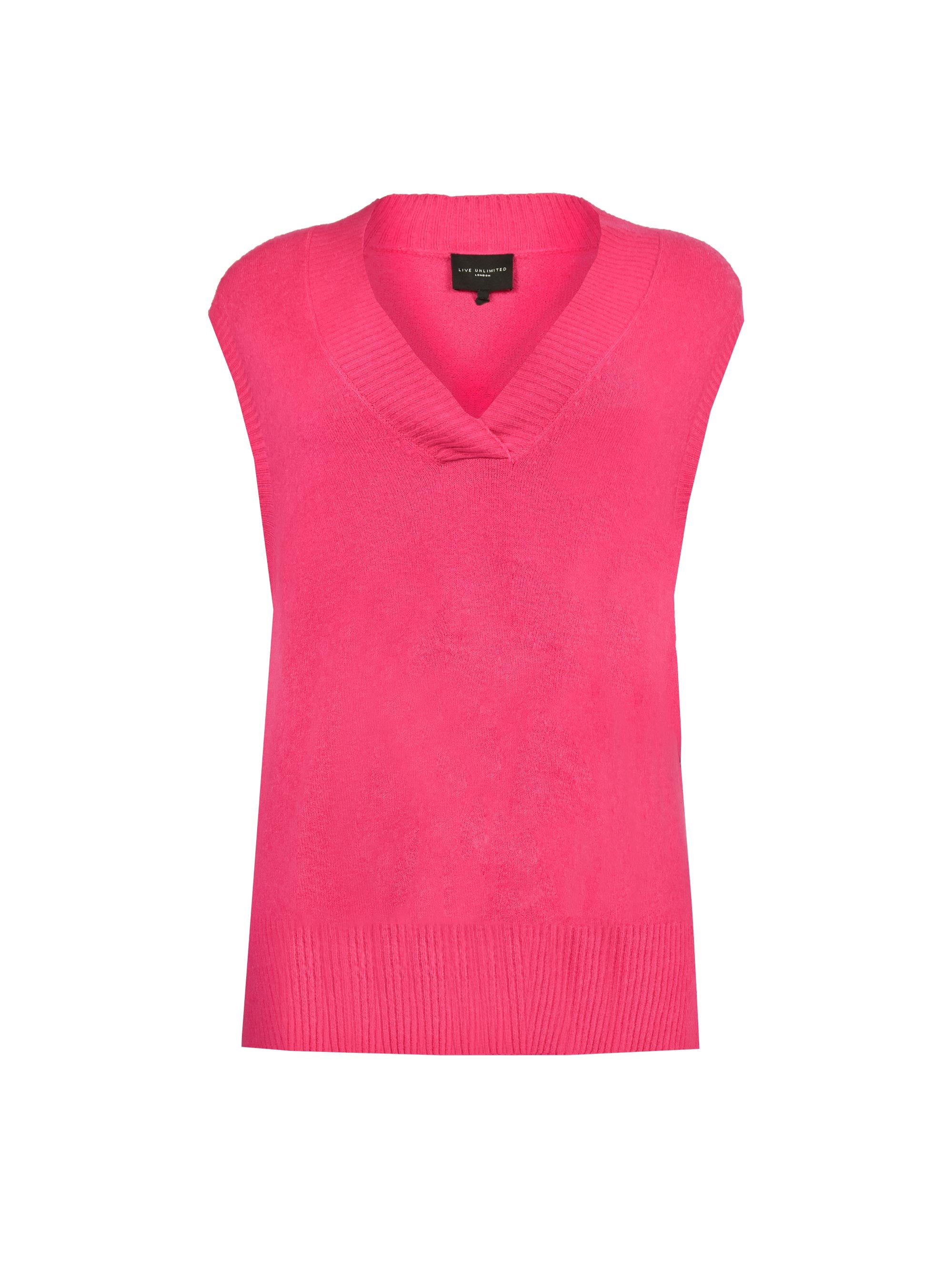 Pink V-Neck Knitted Vest