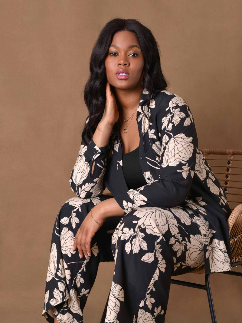 Floral Mono Printed Button Through Shirt