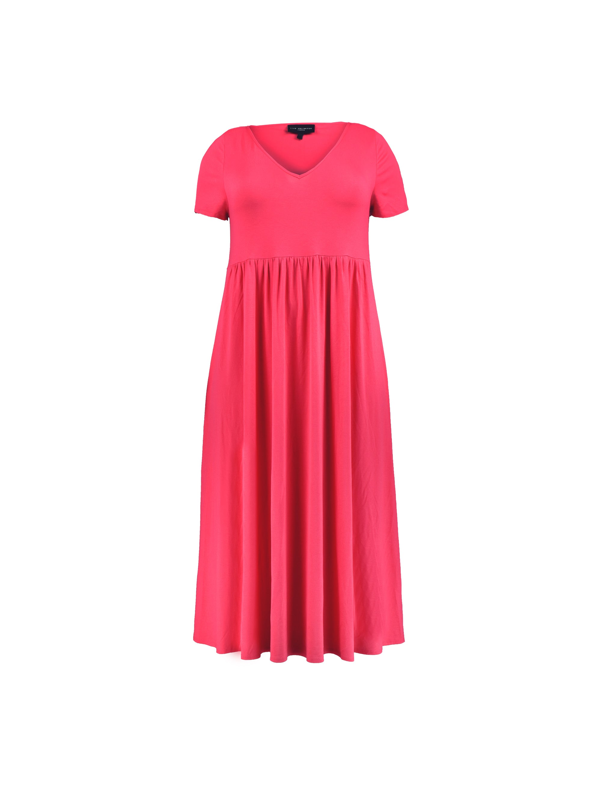 Pink Short Sleeve Jersey Midi dress