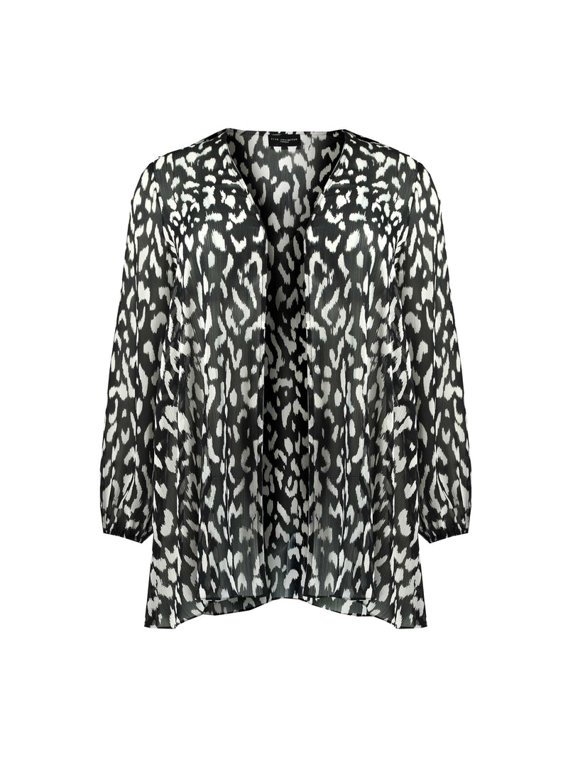Mono Animal Print Blouson Sleeve Kimono