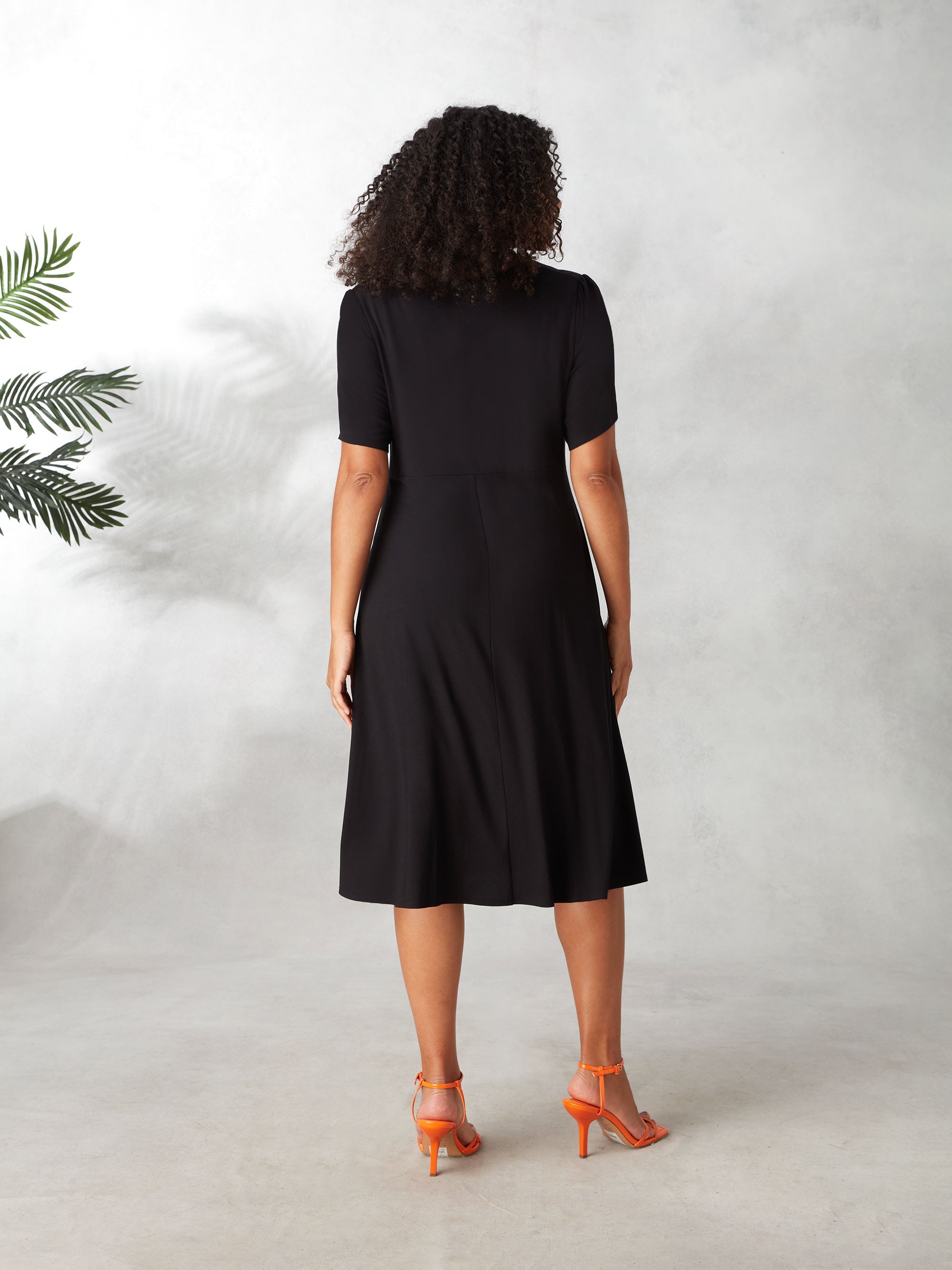 Black Knotted Front Jersey Dress