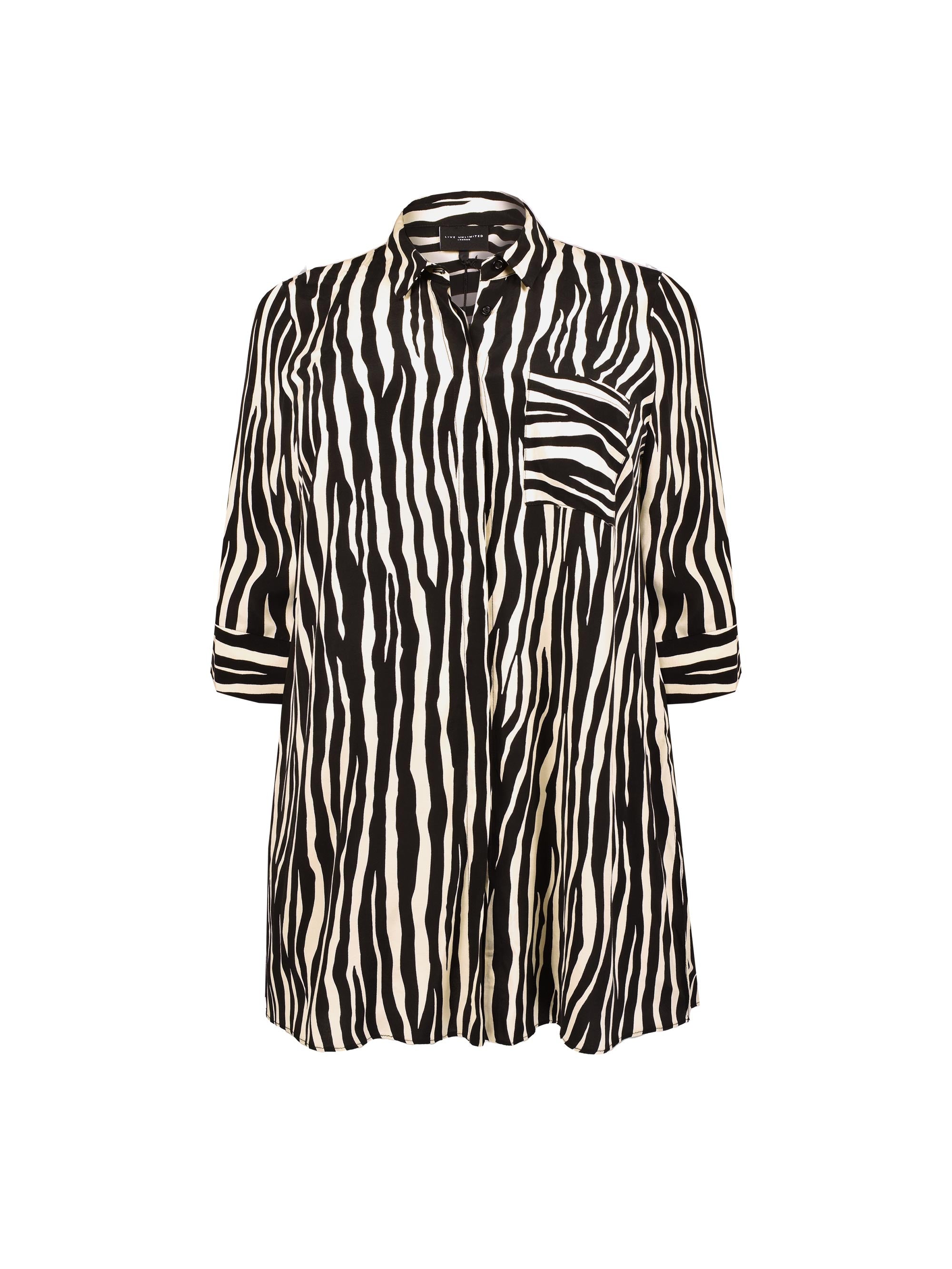 Zebra Printed Viscose Cupro Blend Longline Shirt