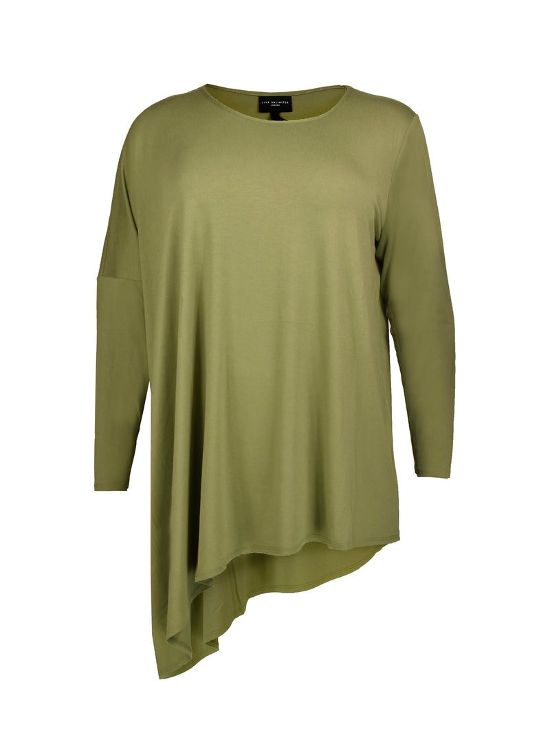 Khaki Assymetric Oversized Jersey Top