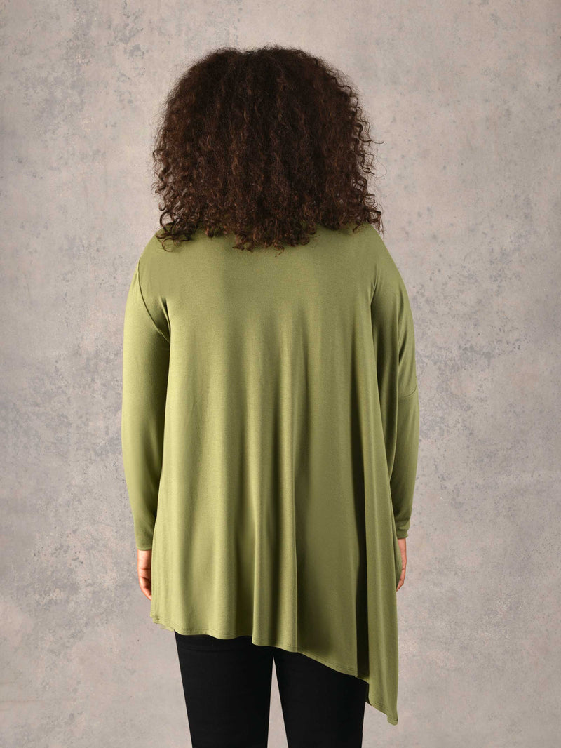 Khaki Assymetric Oversized Jersey Top