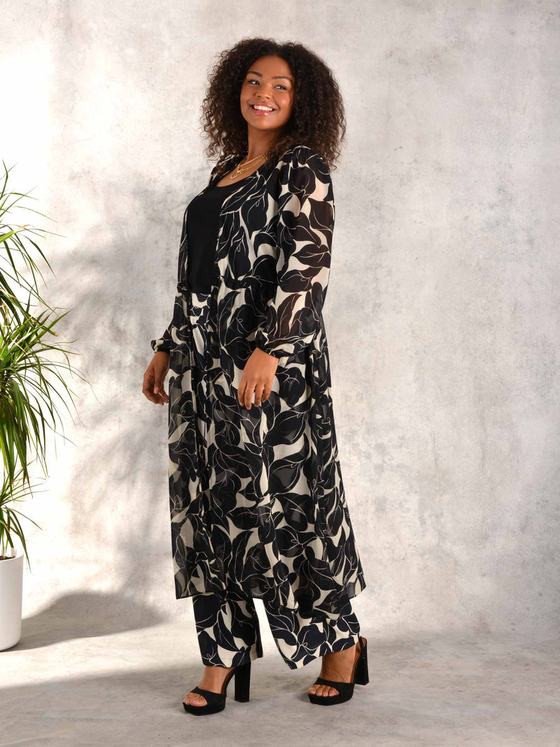 Black floral shop kimono dress