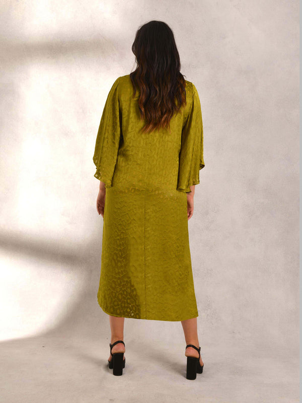 Chartreuse Animal Burnout Kaftan Dress
