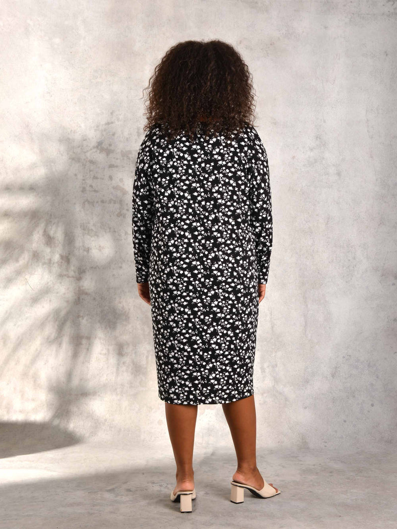 Ditsy Floral Cocoon Pocket Jersey Dress
