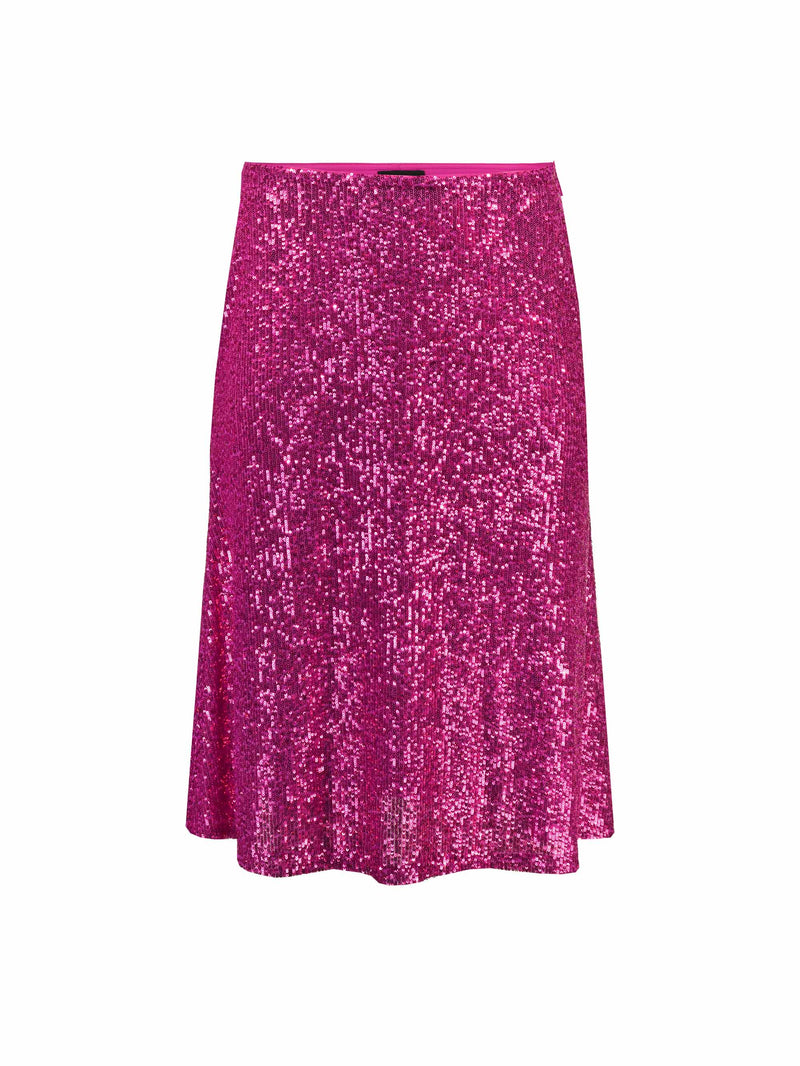 Pink Sequin Midi Skirt